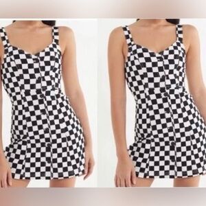 BDG Black and White Checkered Mini Dress